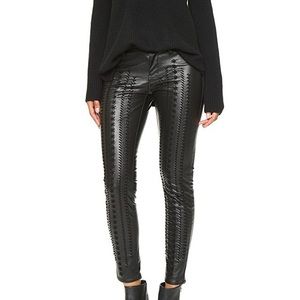 Blank NYC Vegan Embroidered Black Leather Pants - Size 26 LIKE NEW!